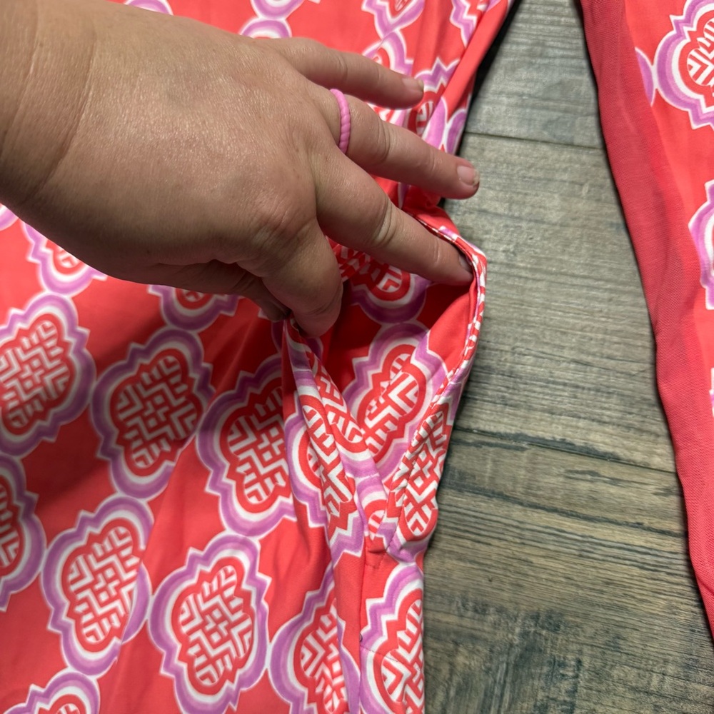 Cabana Life Coral and Pink Patterned Dress Long Sleeve - Picture 8 of 12